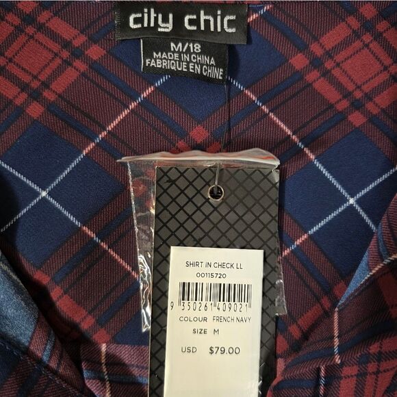 City Chic Plaid Button-Up Shirt Dress – Size Medium/18 (NWT) - Picture 6 of 16